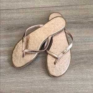 Coach Rose Gold Leather Devlynn Flip Flop